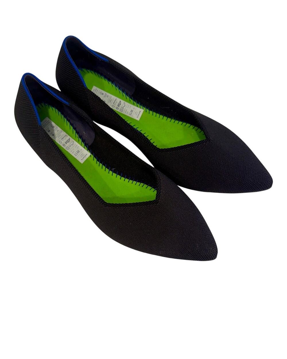 Rothy's The Point Black Pointed-Toe Knit Ballet Flats Women's Size 11 EUC